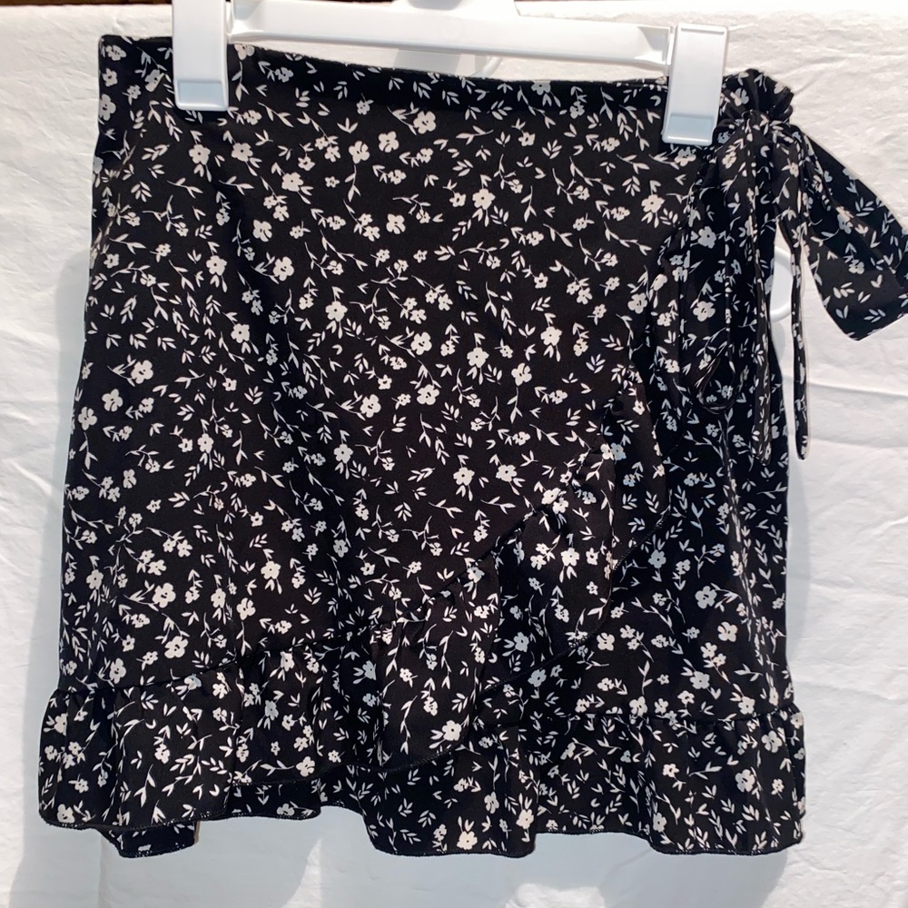 black wrap mini skirt